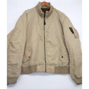 Ralph Lauren Polo Jeans Co. Beige Bomber Jacket With Ribbed Collar & Cuffs Large